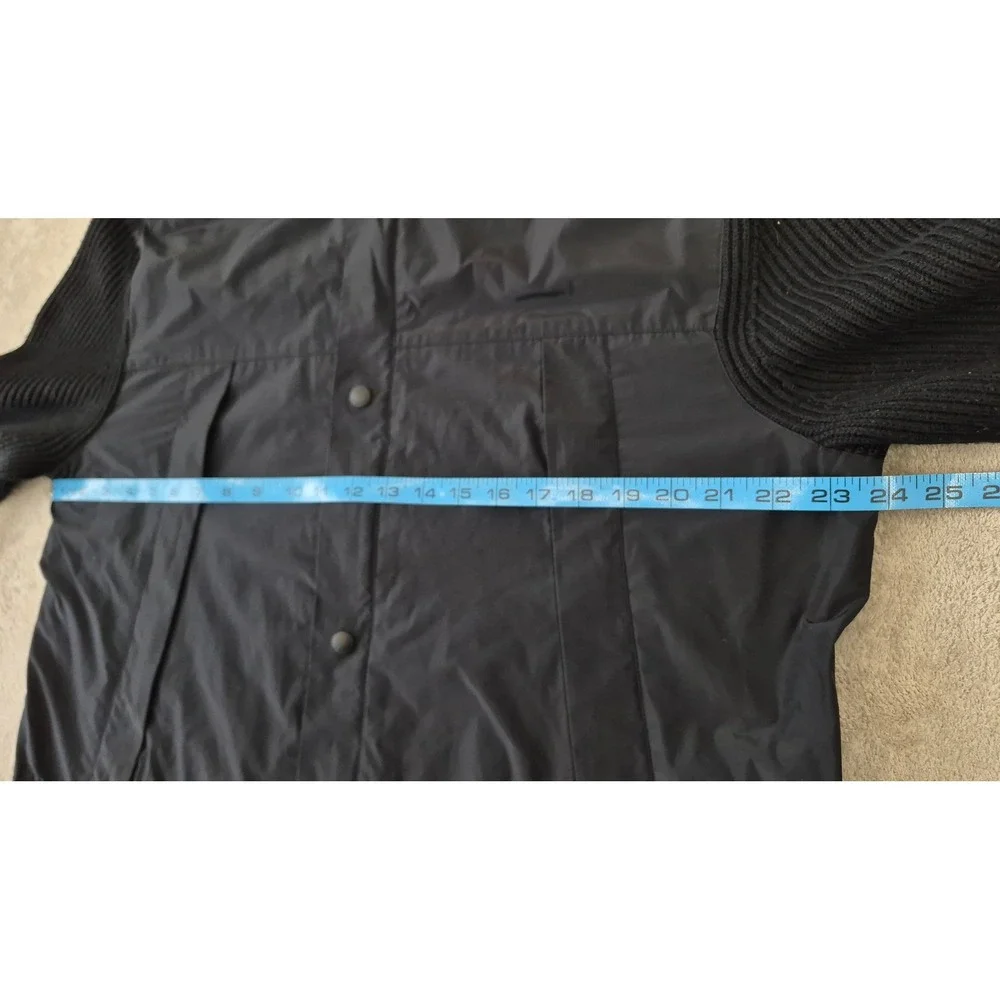 Banana Republic Jacket Hybrid‎ Knit Sleeve Hooded Windbreaker XL Black Techwear